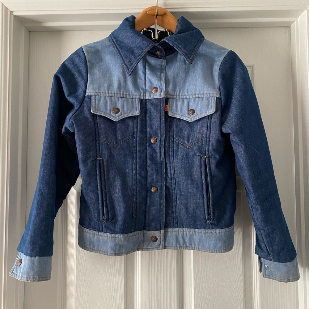 VINTAGE '70S LEVI'S ORANGE TAB RARE TWO TONE DENIM JACKET Size XS/Small